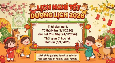 Thông báo lịch nghỉ tết dương lịch 2026